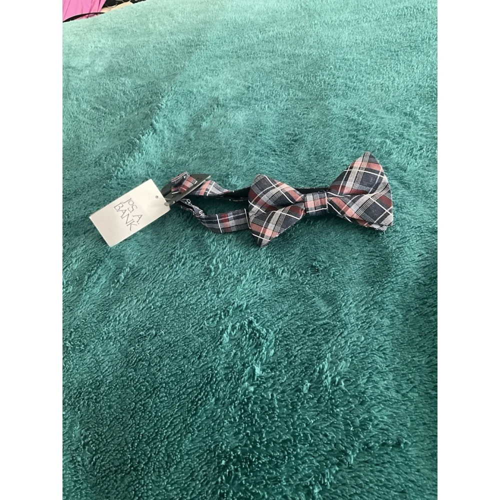 Jos A Bank Mens Blue Red Plaid Bowtie Adjustable Formal Wedding Party Prom